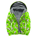 Cartoon Daisy And Cow Pattern Print Sherpa Lined Zip Up Hoodie