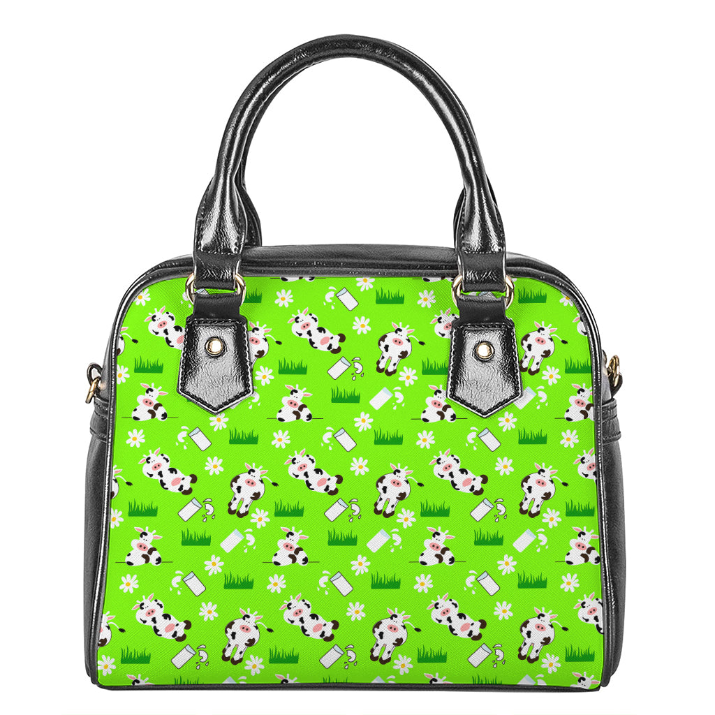 Cartoon Daisy And Cow Pattern Print Shoulder Handbag