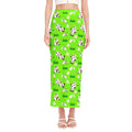 Cartoon Daisy And Cow Pattern Print Side Slit Maxi Skirt