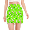 Cartoon Daisy And Cow Pattern Print Side Slit Mini Skirt