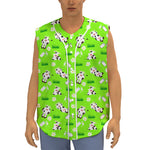 Cartoon Daisy And Cow Pattern Print Sleeveless Baseball Jersey