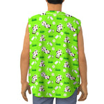 Cartoon Daisy And Cow Pattern Print Sleeveless Baseball Jersey