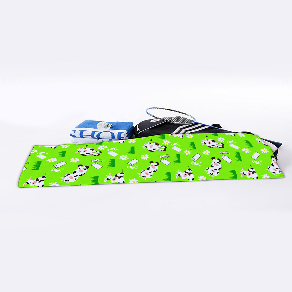 Cartoon Daisy And Cow Pattern Print Sports Towel