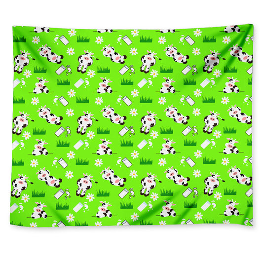 Cartoon Daisy And Cow Pattern Print Tapestry