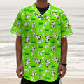 Cartoon Daisy And Cow Pattern Print Textured Short Sleeve Shirt