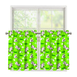 Cartoon Daisy And Cow Pattern Print Tier Curtains