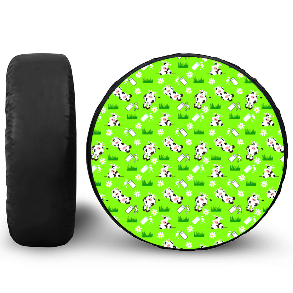 Cartoon Daisy And Cow Pattern Print Tire Cover