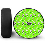 Cartoon Daisy And Cow Pattern Print Tire Cover With Camera Hole
