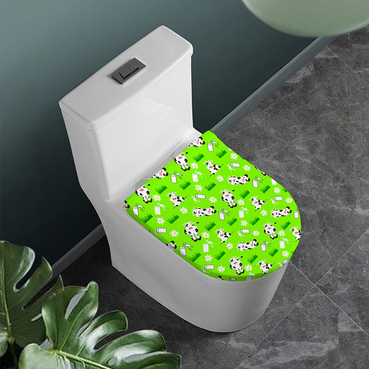 Cartoon Daisy And Cow Pattern Print Toilet Lid Cover
