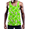 Cartoon Daisy And Cow Pattern Print Men's Workout Tank Top