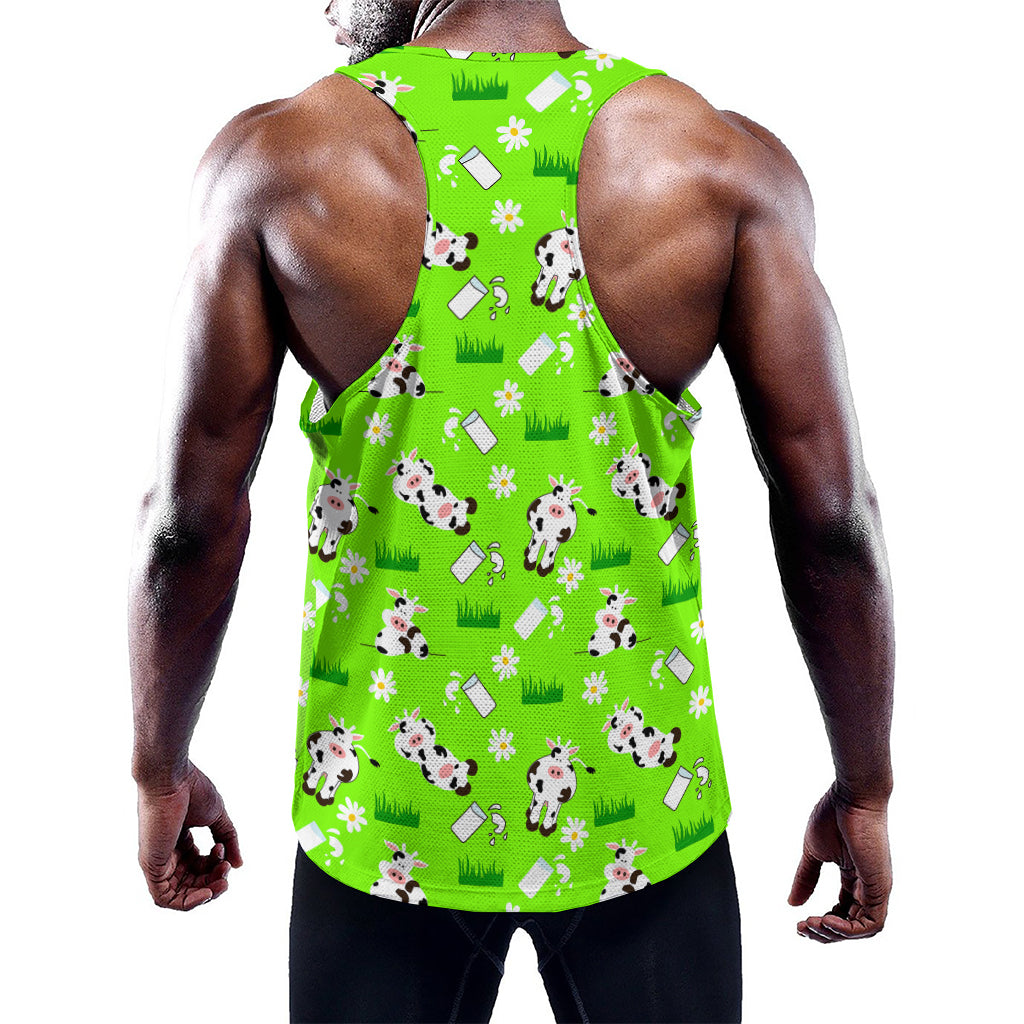 Cartoon Daisy And Cow Pattern Print Training Tank Top