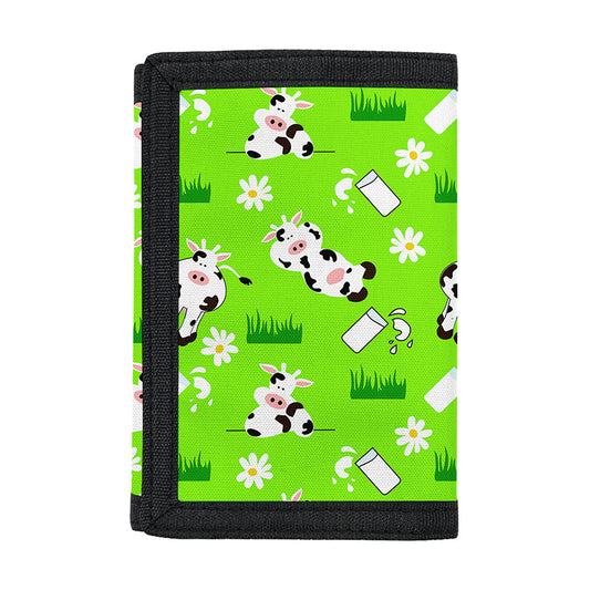 Cartoon Daisy And Cow Pattern Print Trifold Wallet