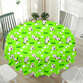 Cartoon Daisy And Cow Pattern Print Waterproof Round Tablecloth