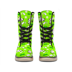 Cartoon Daisy And Cow Pattern Print Winter Boots