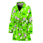 Cartoon Daisy And Cow Pattern Print Women's Bathrobe