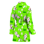 Cartoon Daisy And Cow Pattern Print Women's Bathrobe