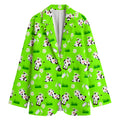 Cartoon Daisy And Cow Pattern Print Women's Cotton Blazer