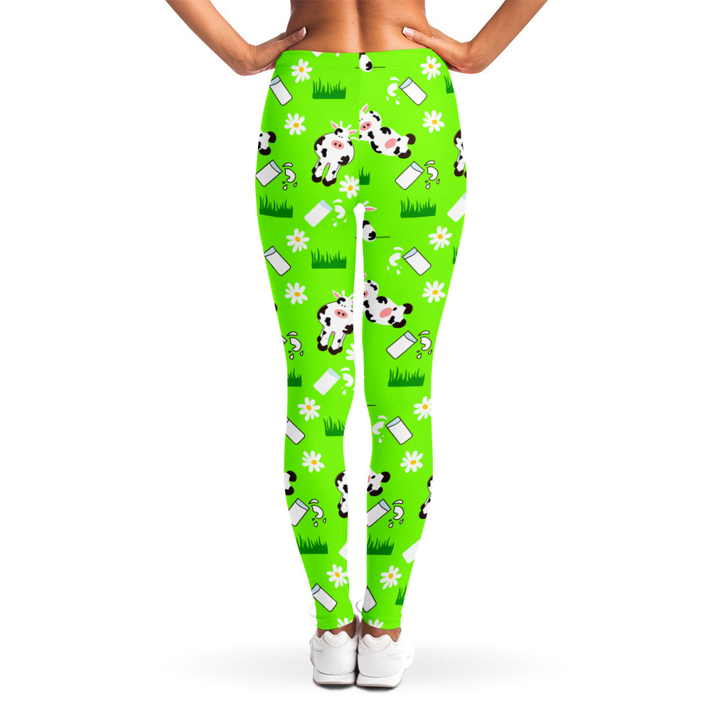 Cartoon Daisy And Cow Pattern Print Women's Leggings