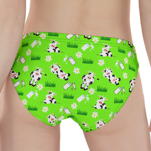 Cartoon Daisy And Cow Pattern Print Women's Panties