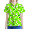 Cartoon Daisy And Cow Pattern Print Women's Polo Shirt