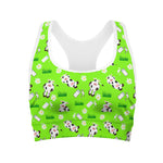 Cartoon Daisy And Cow Pattern Print Women's Sports Bra