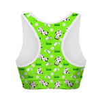 Cartoon Daisy And Cow Pattern Print Women's Sports Bra