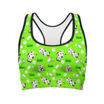 Cartoon Daisy And Cow Pattern Print Women's Sports Bra