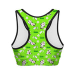 Cartoon Daisy And Cow Pattern Print Women's Sports Bra