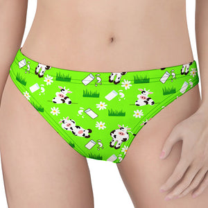 Cartoon Daisy And Cow Pattern Print Women's Thong