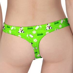 Cartoon Daisy And Cow Pattern Print Women's Thong