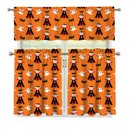 Cartoon Dracula Pattern Print 3 Piece Kitchen Curtains