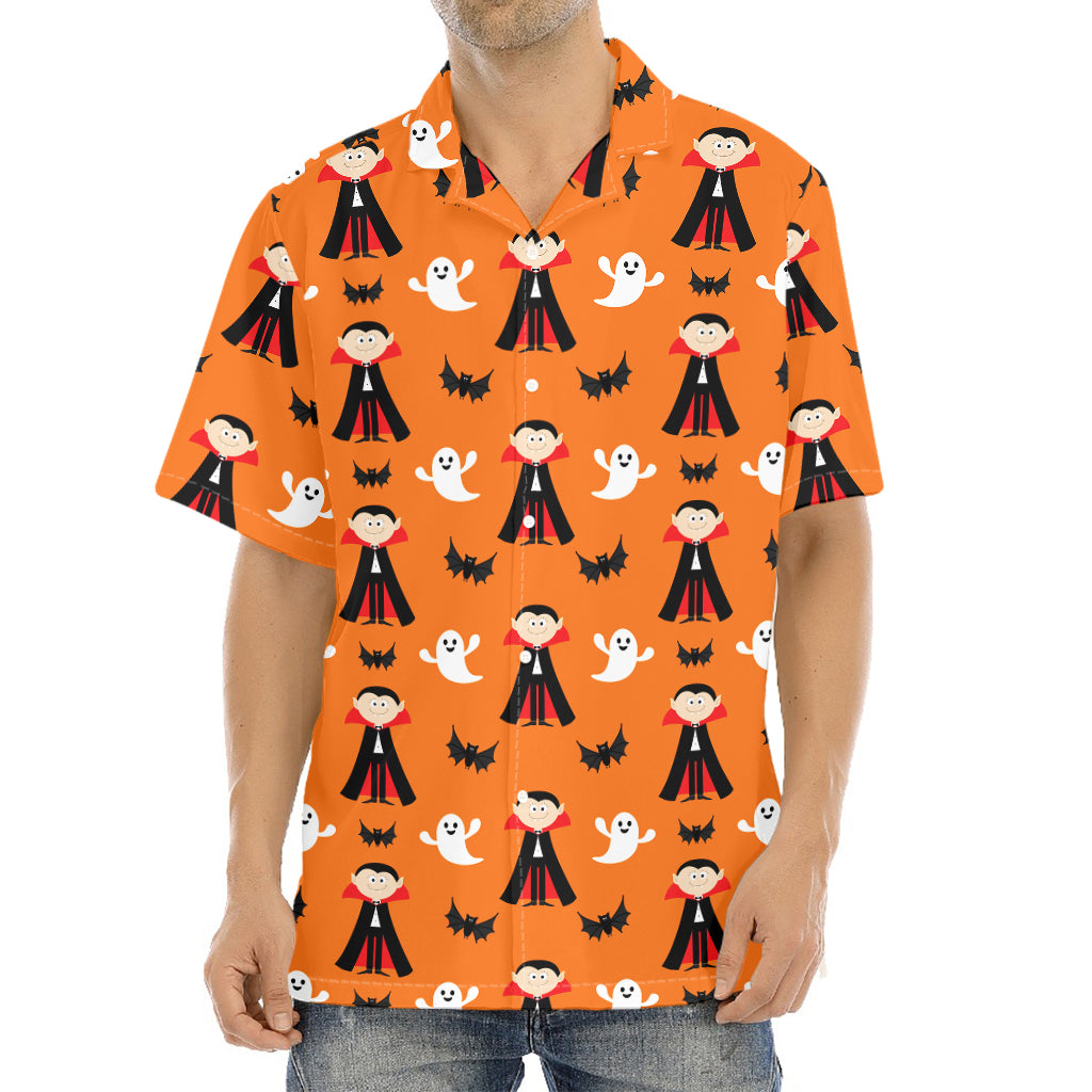 Cartoon Dracula Pattern Print Aloha Shirt