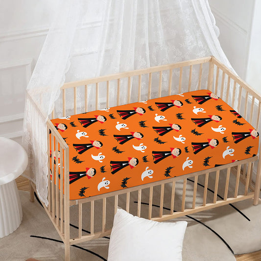 Cartoon Dracula Pattern Print Baby Crib Sheet
