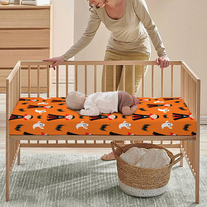 Cartoon Dracula Pattern Print Baby Crib Sheet