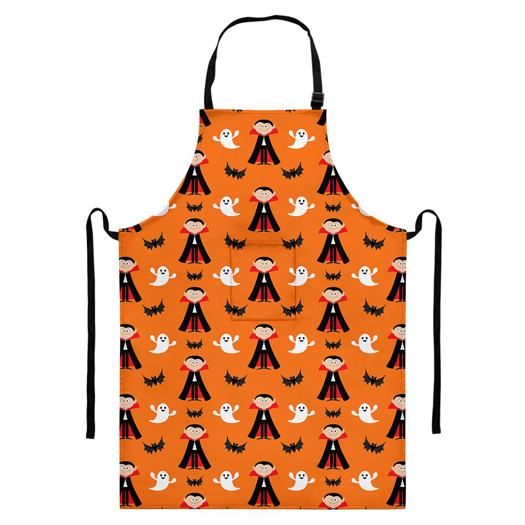 Cartoon Dracula Pattern Print Bib Apron With Pocket