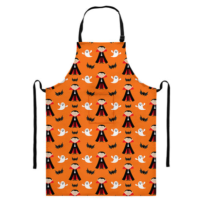 Cartoon Dracula Pattern Print Bib Apron With Pocket