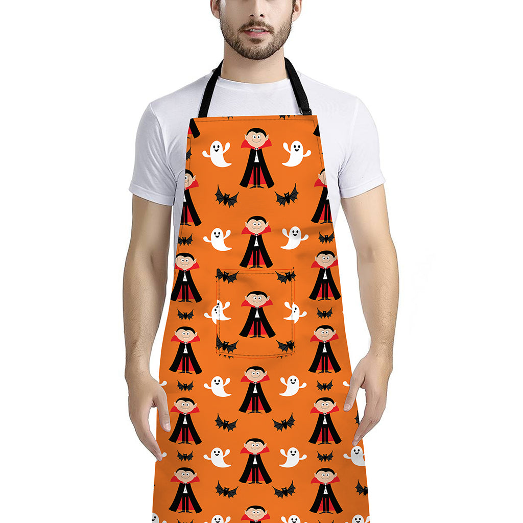 Cartoon Dracula Pattern Print Bib Apron With Pocket