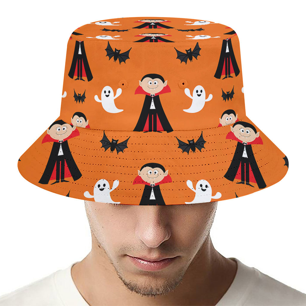 Cartoon Dracula Pattern Print Bucket Hat