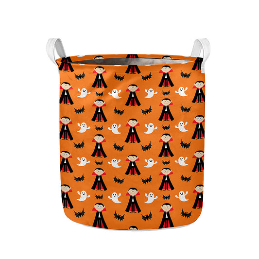 Cartoon Dracula Pattern Print Collapsible Laundry Basket