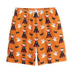 Cartoon Dracula Pattern Print Cotton Shorts