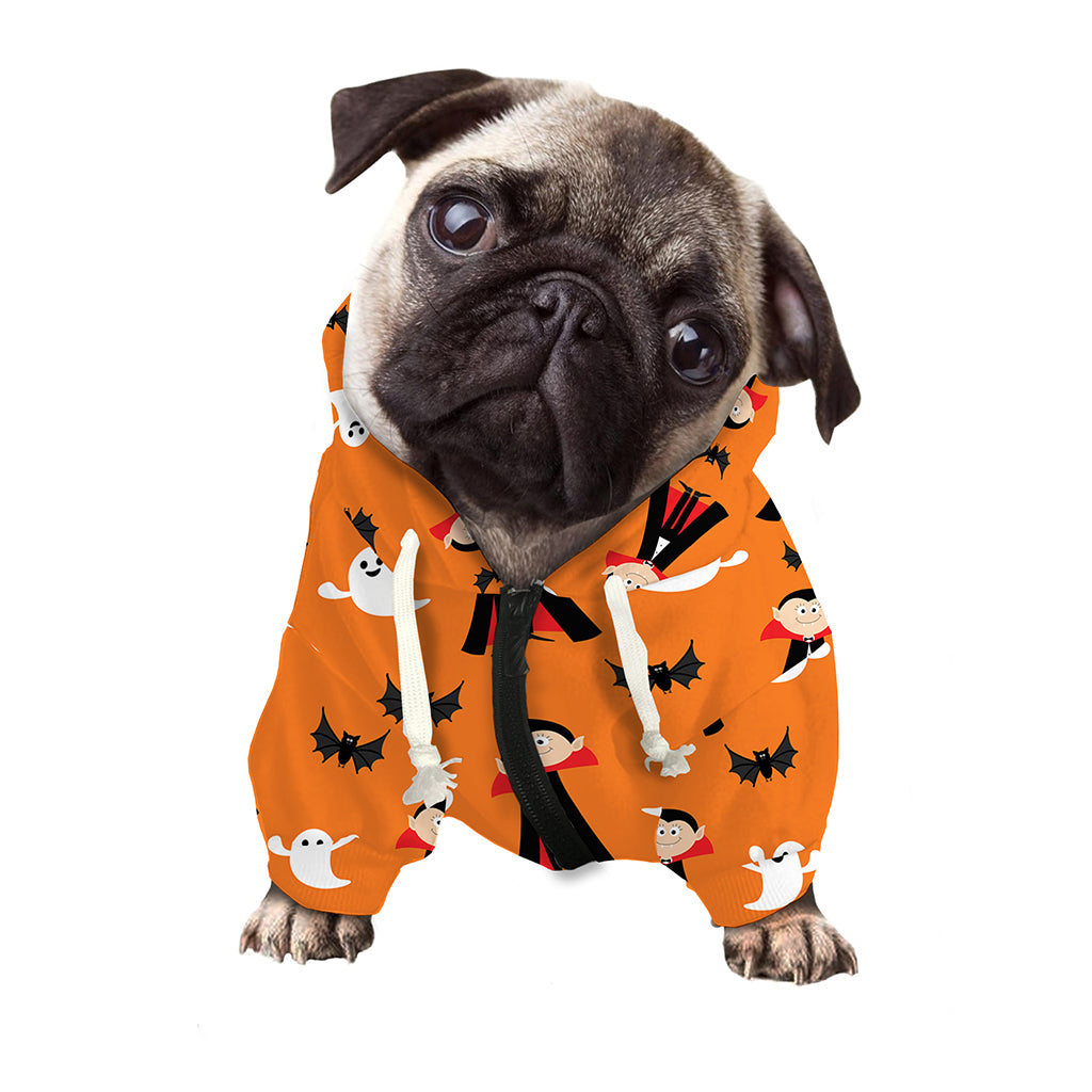 Cartoon Dracula Pattern Print Dog Zip Up Hoodie