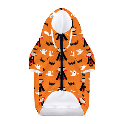 Cartoon Dracula Pattern Print Dog Zip Up Hoodie