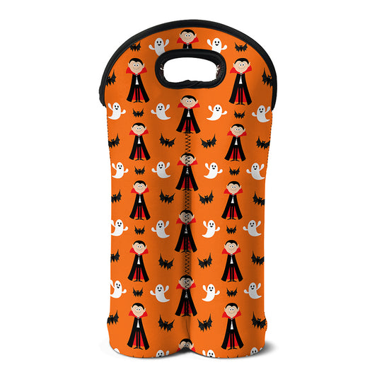 Cartoon Dracula Pattern Print Double Neoprene Wine Tote