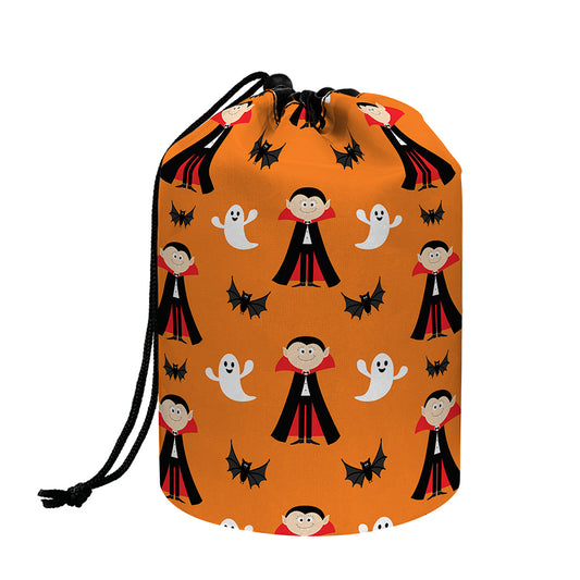 Cartoon Dracula Pattern Print Drawstring Makeup Bag