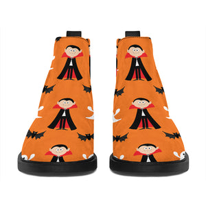 Cartoon Dracula Pattern Print Flat Ankle Boots