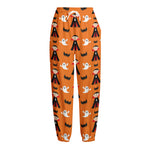 Cartoon Dracula Pattern Print Fleece Lined Knit Pants