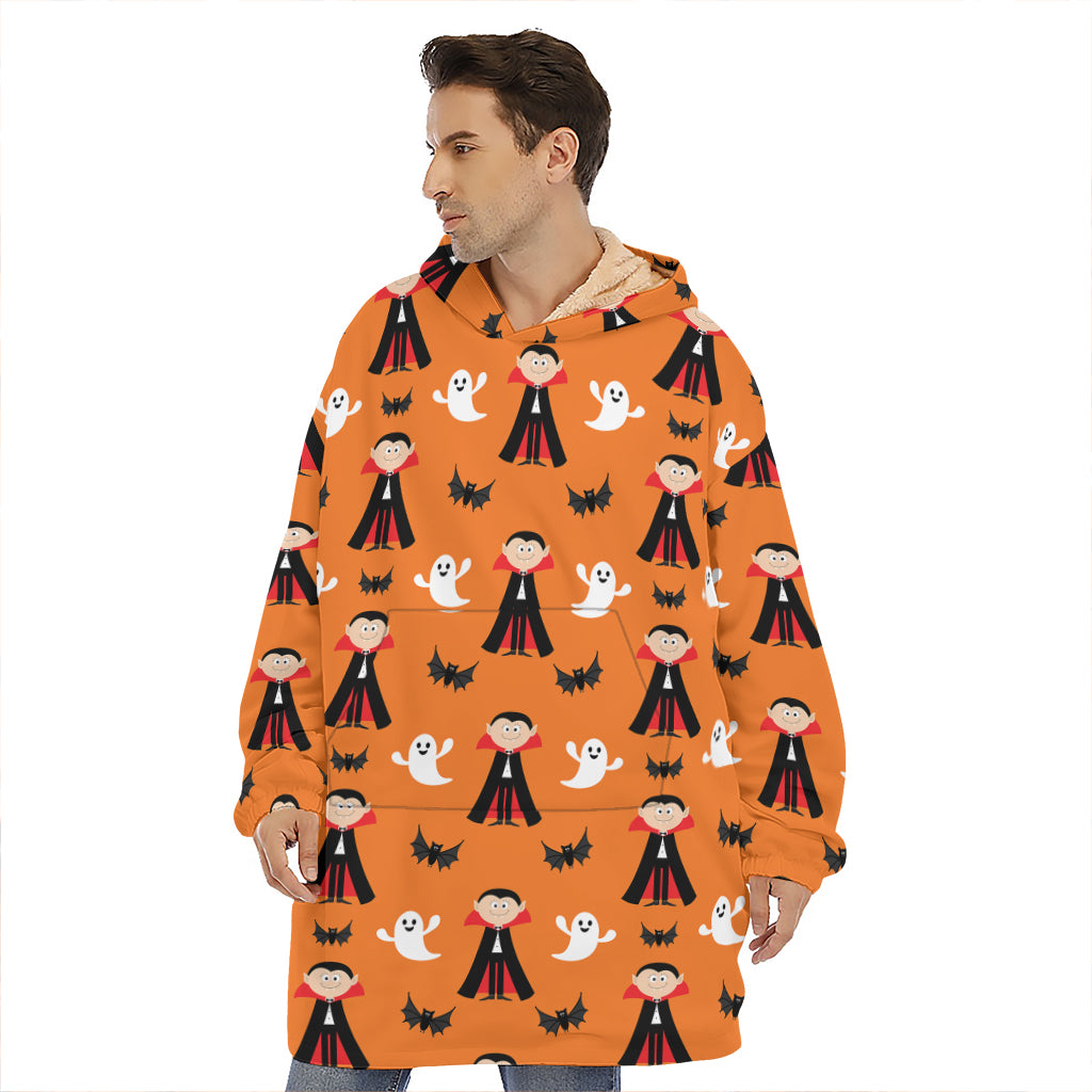 Cartoon Dracula Pattern Print Hoodie Blanket