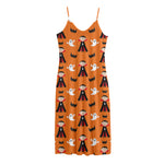 Cartoon Dracula Pattern Print Jersey Midi Cami Dress