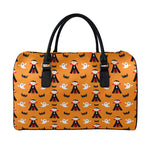Cartoon Dracula Pattern Print Leather Duffle Bag