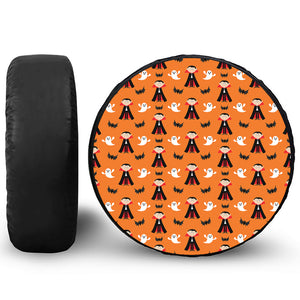 Cartoon Dracula Pattern Print Leather Spare Tire Cover